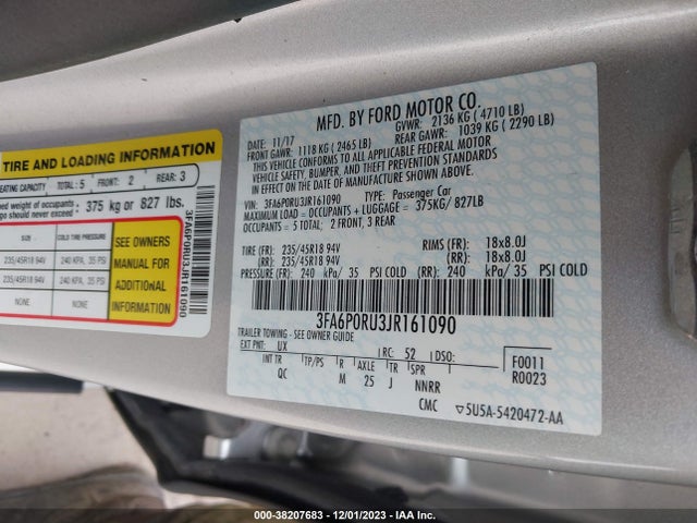 Ford Fusion Hybrid Platinum 2018 3FA6P0RU3JR161090 Image 9