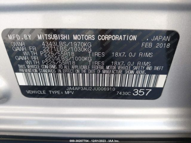 2018 MITSUBISHI OUTLANDER SPORT JA4AP3AU2JU006910 Photo 8