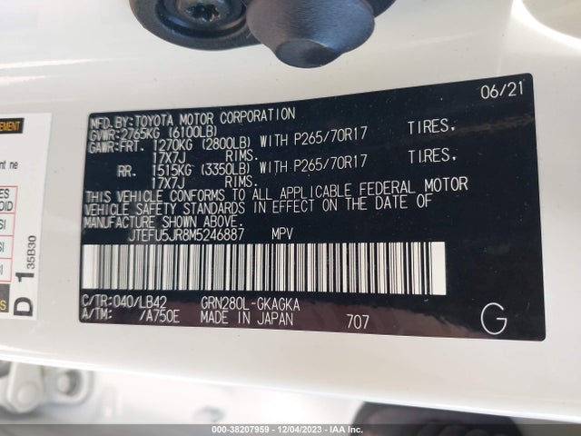 Toyota 4runner Sr5 Premium 2021 JTEFU5JR8M5246887 Image 9