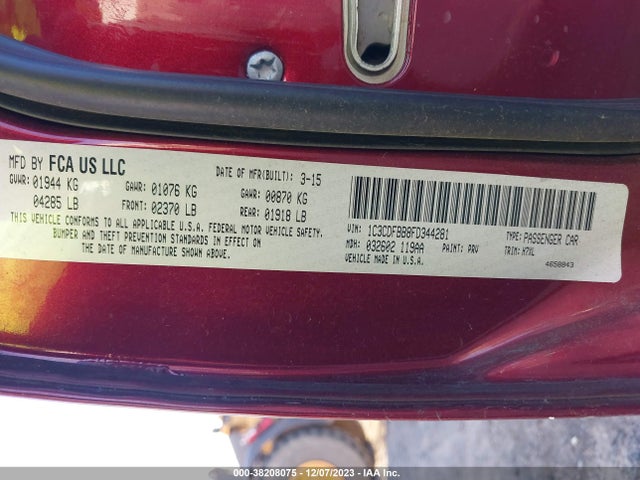 Dodge DART SXT 2015 1C3CDFBB8FD344281 Image 9