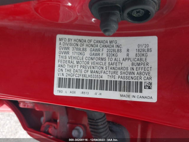 Honda Civic Sport 2020 2HGFC2F8XLH533534 Image 9
