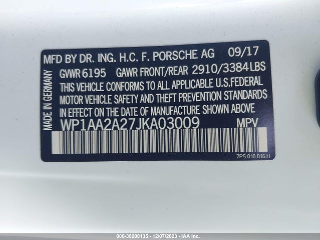 2018 PORSCHE CAYENNE WP1AA2A27JKA03009 Photo 8