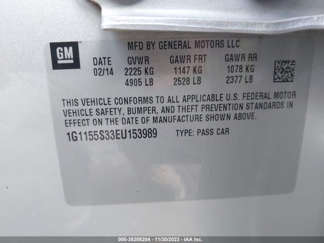 Chevrolet IMPALA 2LZ 2014 1G1155S33EU153989 Image 9