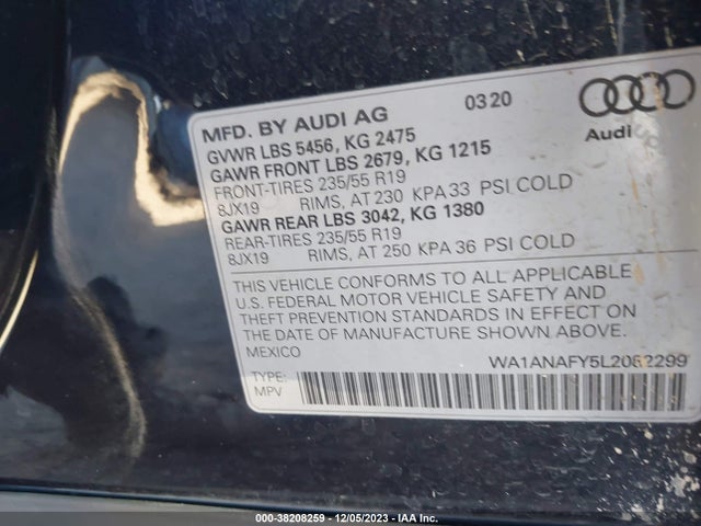 WA1ANAFY5L2082299 Audi Q5 Premium 45 Tfsi Quattro S Tronic