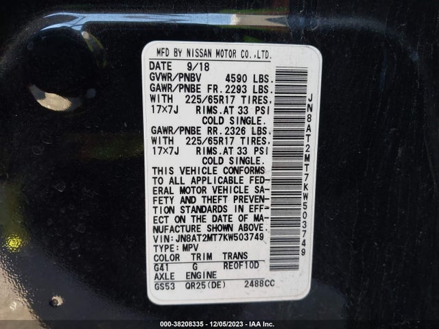 Nissan ROGUE S 2019 JN8AT2MT7KW503749 Image 9