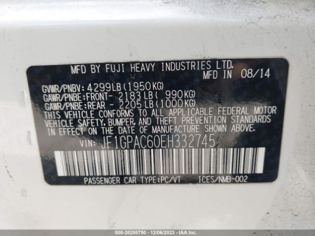 JF1GPAC60EH332745 Subaru Impreza 2.0i Premium