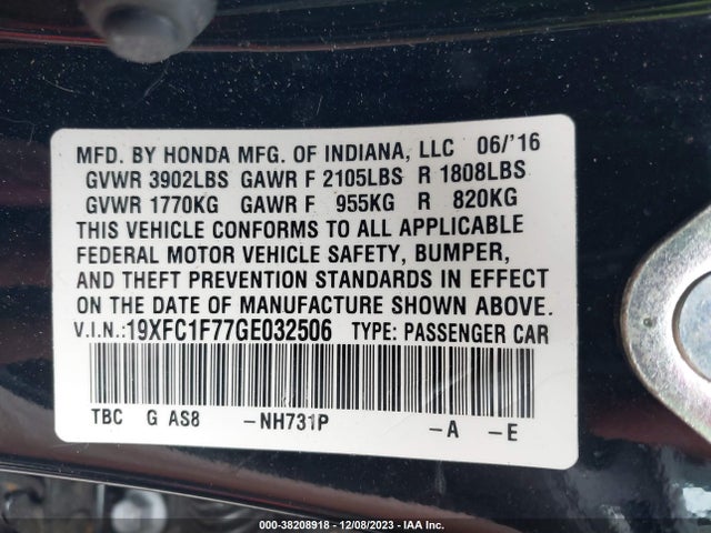 Honda Civic Ex-l 2016 19XFC1F77GE032506 Image 9