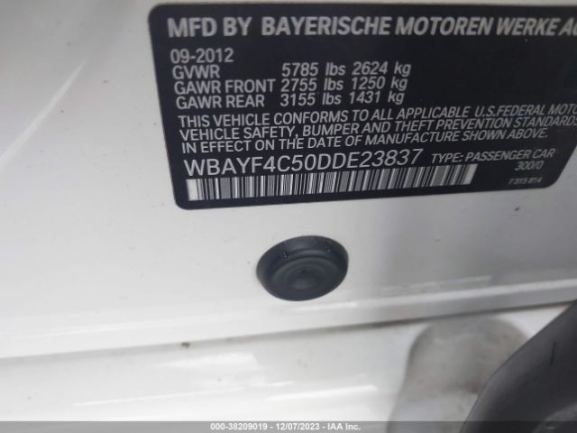 2013 BMW 7 SERIES WBAYF4C50DDE23837 Photo 8