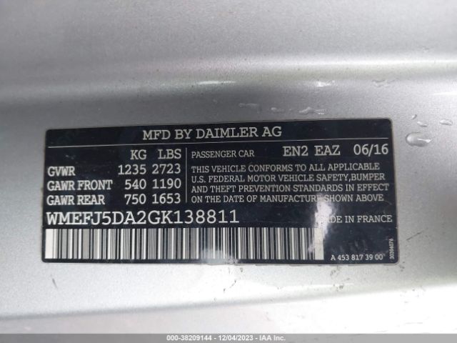 WMEFJ5DA2GK138811 Smart Fortwo Passion/prime/proxy/pure