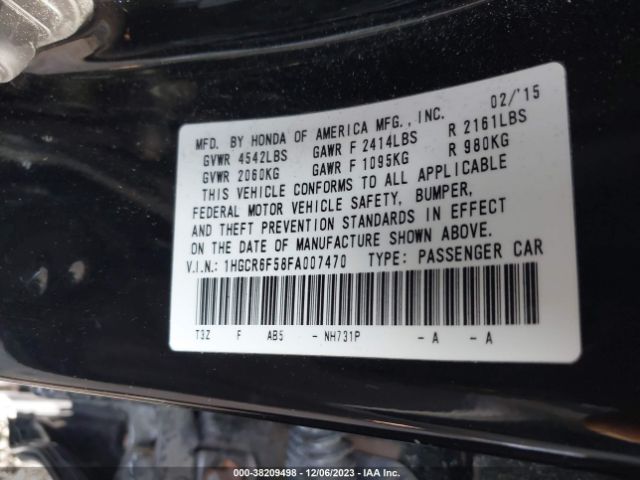 1HGCR6F58FA007470 Honda Accord Hybrid Ex-l