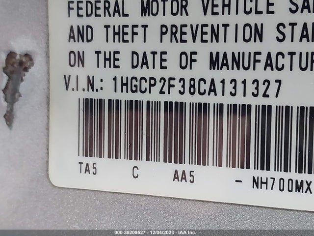 2012 HONDA ACCORD 2.4 LX VIN: 1HGCP2F38CA131327