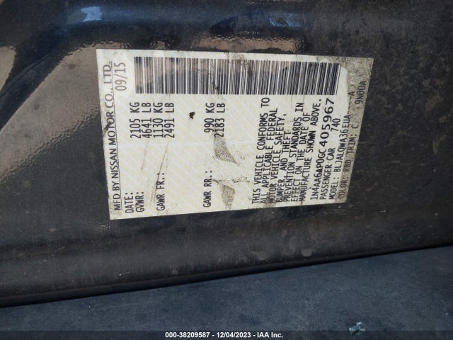 2016 NISSAN MAXIMA 3.5 S VIN: 1N4AA6AP0GC405967