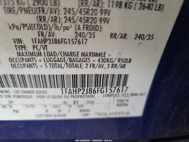 1FAHP2J86FG157617 Ford Taurus Limited