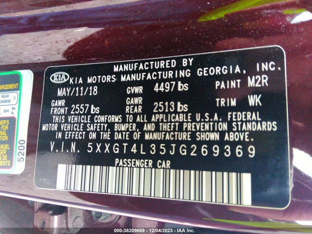KIA Optima Lx 2018 5XXGT4L35JG269369 Image 9