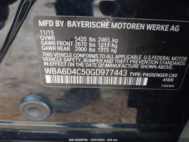 BMW 650i Gran Coupe 2016 WBA6D4C50GD977443 Image 9