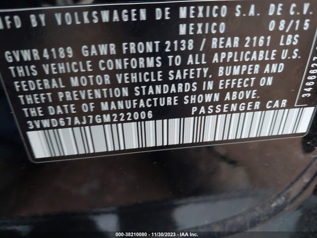 2016 VOLKSWAGEN JETTA 1.4T SE VIN: 3VWD67AJ7GM222006