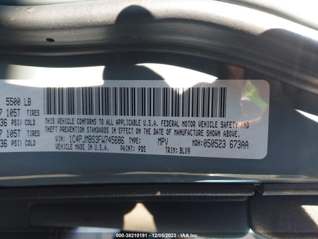 2015 JEEP CHEROKEE TRAILHAWK VIN: 1C4PJMBS3FW745686