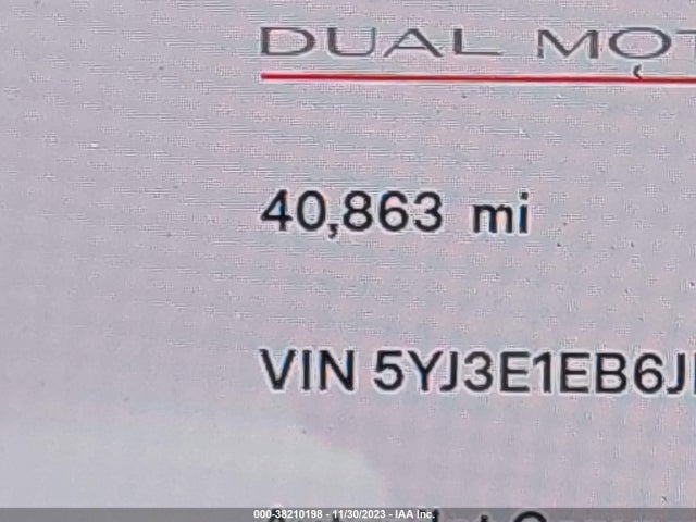 2018 TESLA MODEL 3 PERFORMANCE/LONG RANGE VIN: 5YJ3E1EB6JF083600