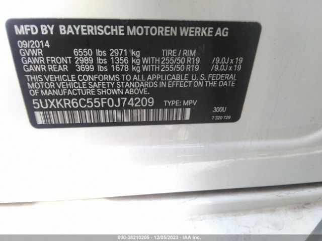 5UXKR6C55F0J74209 BMW X5 Xdrive50i