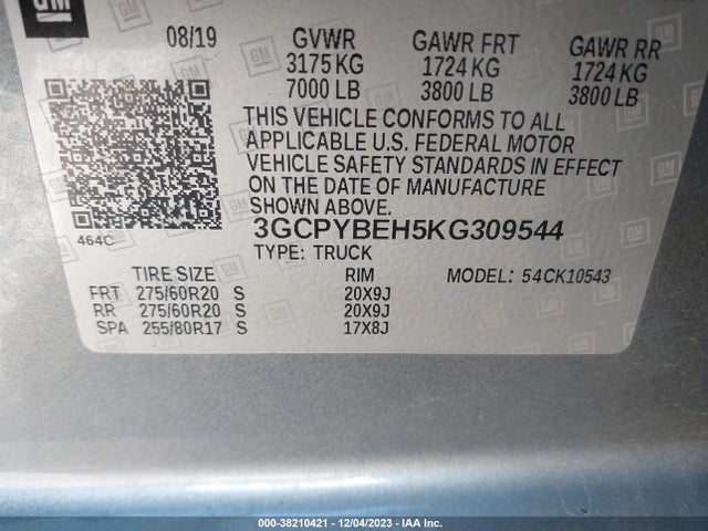 Chevrolet Silverado 1500 Silverado Custom 2019 3GCPYBEH5KG309544 Image 9