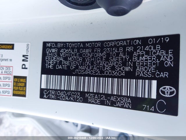 Toyota COROLLA SE 2020 JTDS4RCE2LJ003604 Image 9