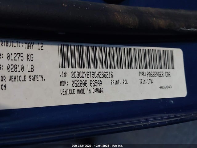 2012 DODGE CHALLENGER R/T VIN: 2C3CDYBT9CH286216