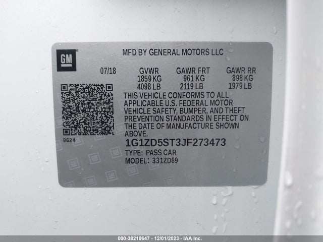 Chevrolet MALIBU LT 2018 1G1ZD5ST3JF273473 Image 9