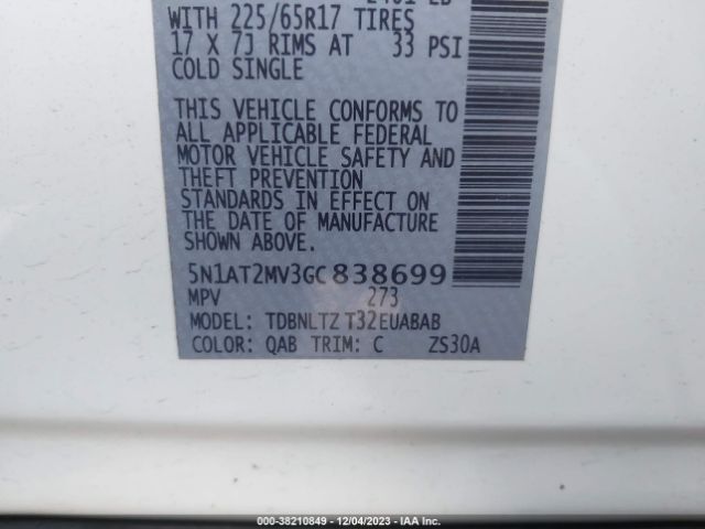 5N1AT2MV3GC838699 Nissan ROGUE SV