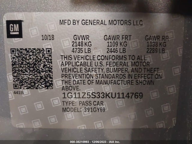 Chevrolet IMPALA LT 2019 1G11Z5S33KU114769 Image 9