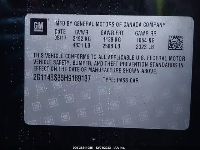 Chevrolet IMPALA 2LZ 2017 2G1145S35H9189137 Image 9