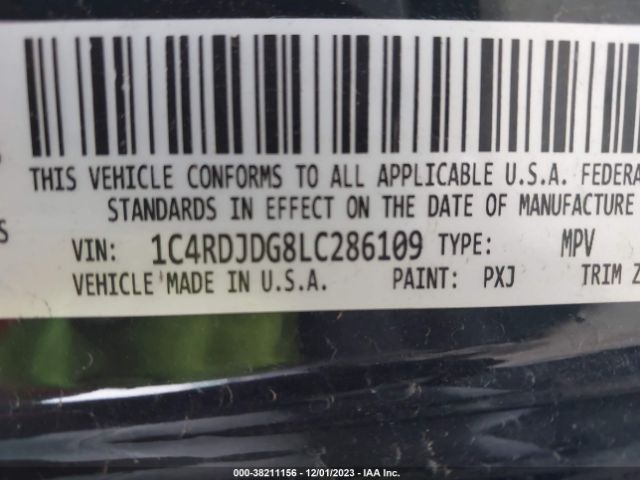 1C4RDJDG8LC286109 Dodge Durango Gt Plus Awd