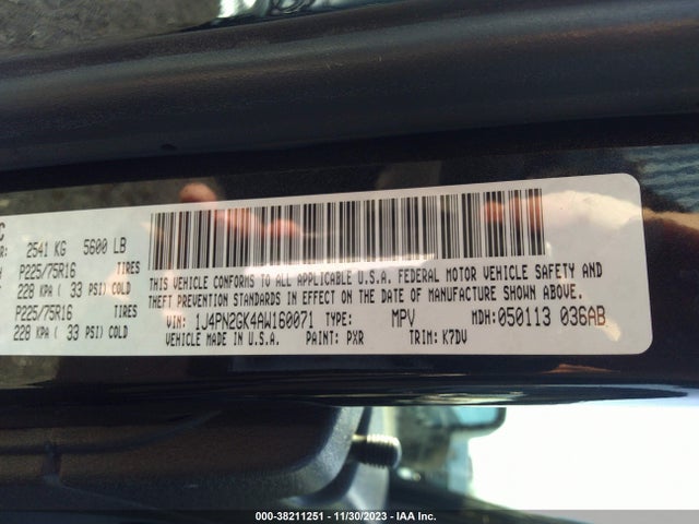 2010 JEEP LIBERTY SPORT VIN: 1J4PN2GK4AW160071