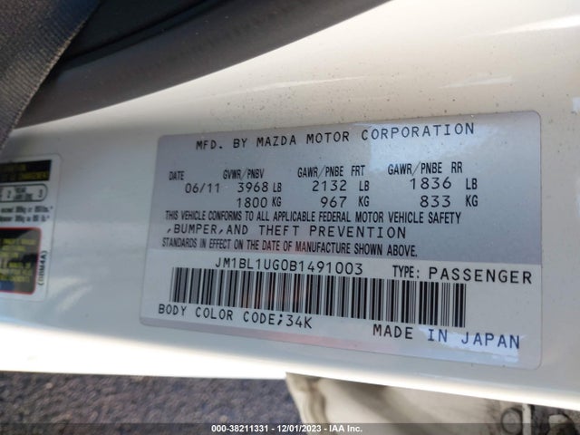 2011 MAZDA MAZDA3 I SPORT VIN: JM1BL1UG0B1491003