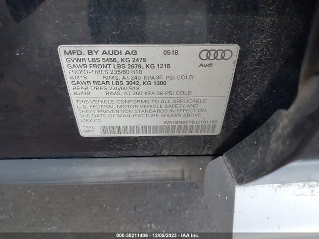 WA1BNAFY8J2181152 Audi Q5 2.0t Tech Premium/2.0t Premium