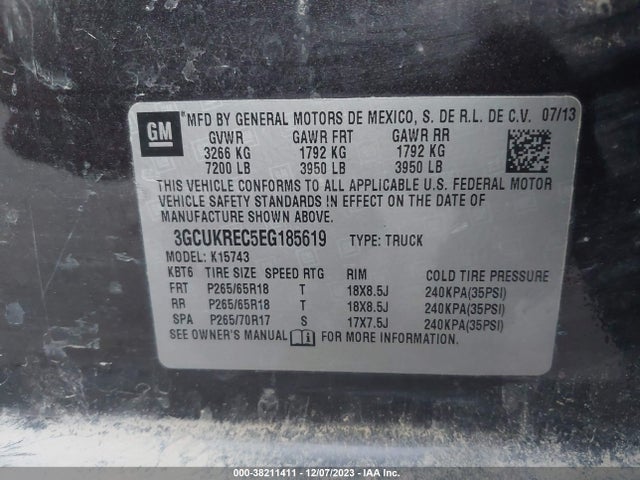 2014 CHEVROLET SILVERADO 1500 1LT VIN: 3GCUKREC5EG185619