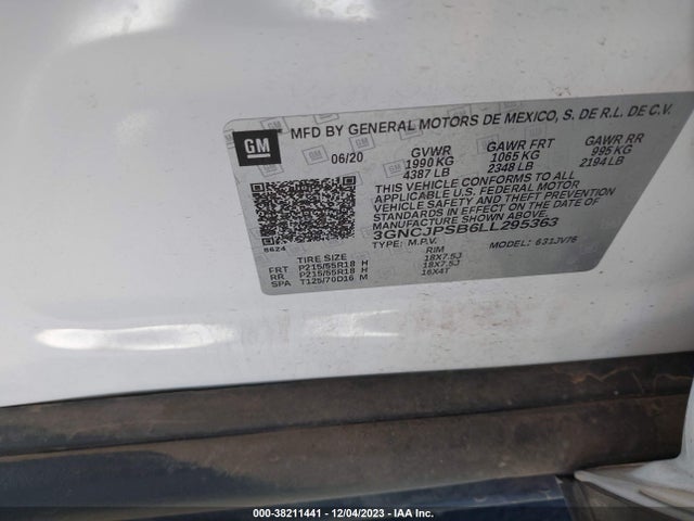 Chevrolet Trax Awd Lt 2020 3GNCJPSB6LL295363 Image 9
