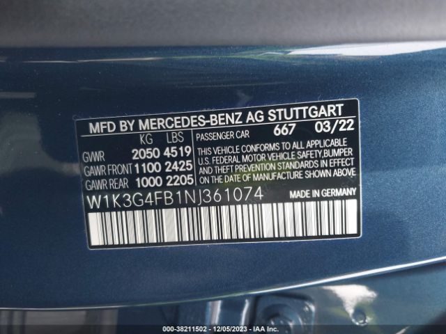W1K3G4FB1NJ361074 Mercedes-Benz A 220 4matic