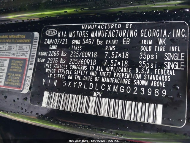 KIA SORENTO S 2021 5XYRLDLCXMG023989 Image 9