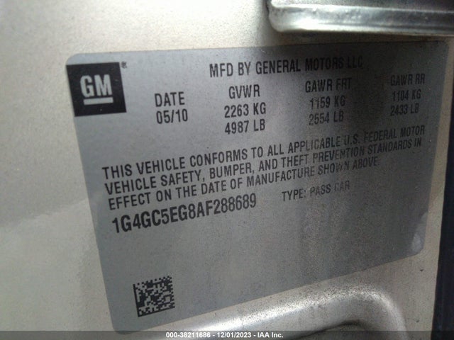 2010 BUICK LACROSSE CXL VIN: 1G4GC5EG8AF288689