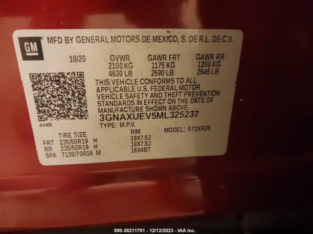 Chevrolet Equinox Awd Lt 2021 3GNAXUEV5ML325237 Image 9