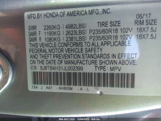 5J8TB4H31JL002399 Acura Rdx Acurawatch Plus Package