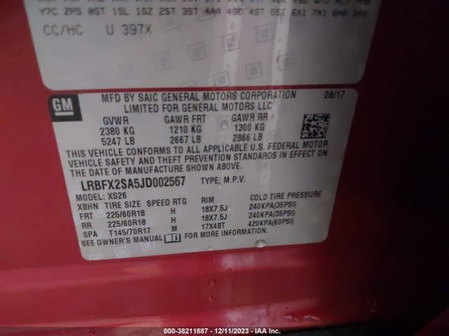 LRBFX2SA5JD002567 Buick Envision Essence