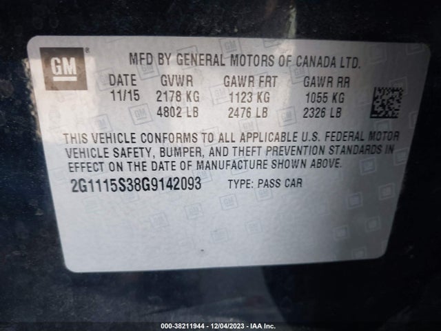 Chevrolet Impala 2lt 2016 2G1115S38G9142093 Image 9