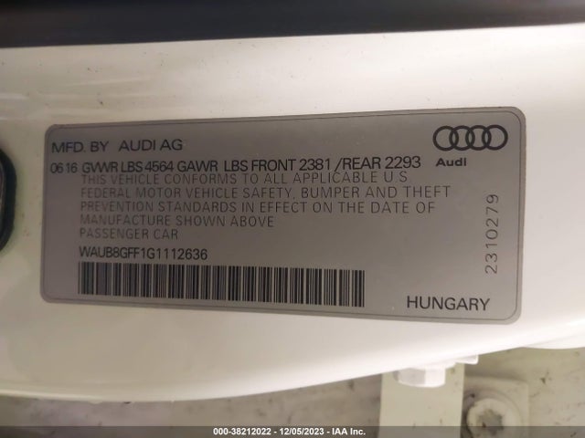 WAUB8GFF1G1112636 Audi A3 2.0t Premium