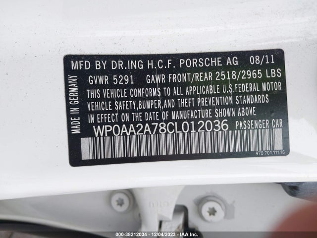 2012 PORSCHE PANAMERA WP0AA2A78CL012036 Photo 8