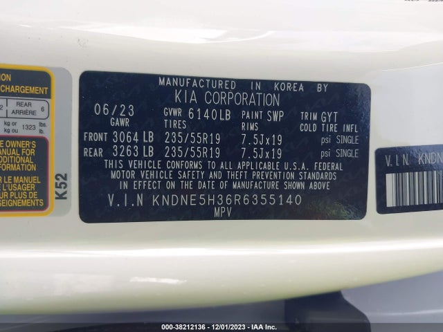 KNDNE5H36R6355140 KIA Carnival Mpv Sx