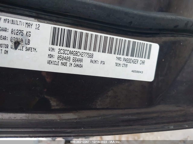 2012 CHRYSLER 300 VIN: 2C3CCAAG8CH277568