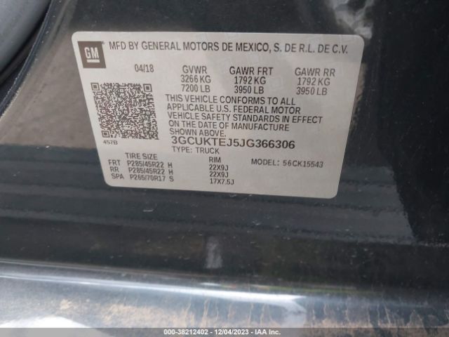 3GCUKTEJ5JG366306 Chevrolet Silverado 1500 High Country
