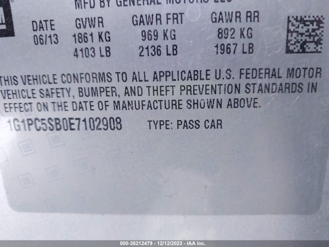 Chevrolet Cruze 1lt Auto 2014 1G1PC5SB0E7102908 Image 9