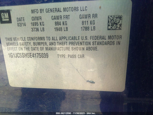 Chevrolet Sonic Lt Auto 2014 1G1JC5SH5E4175039 Image 9